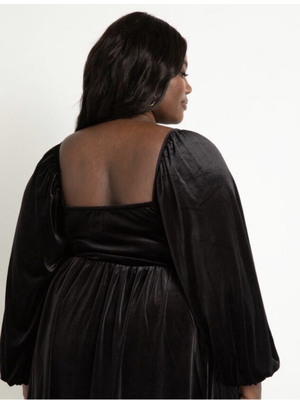 Eloquii Black Velvet Sweetheart Mini Dress - Picture 2 of 6
